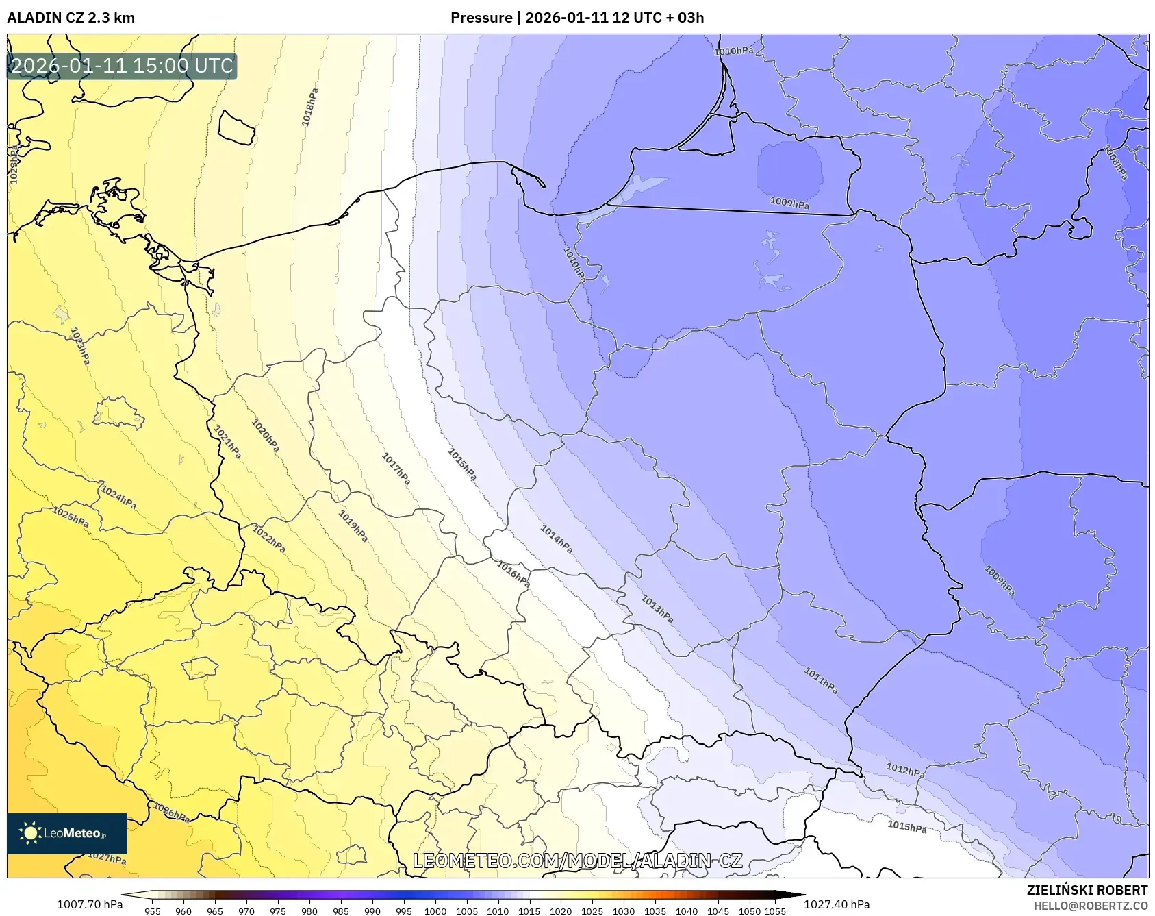 ALADIN CZ 2.3 km model - Polonya, Basınç