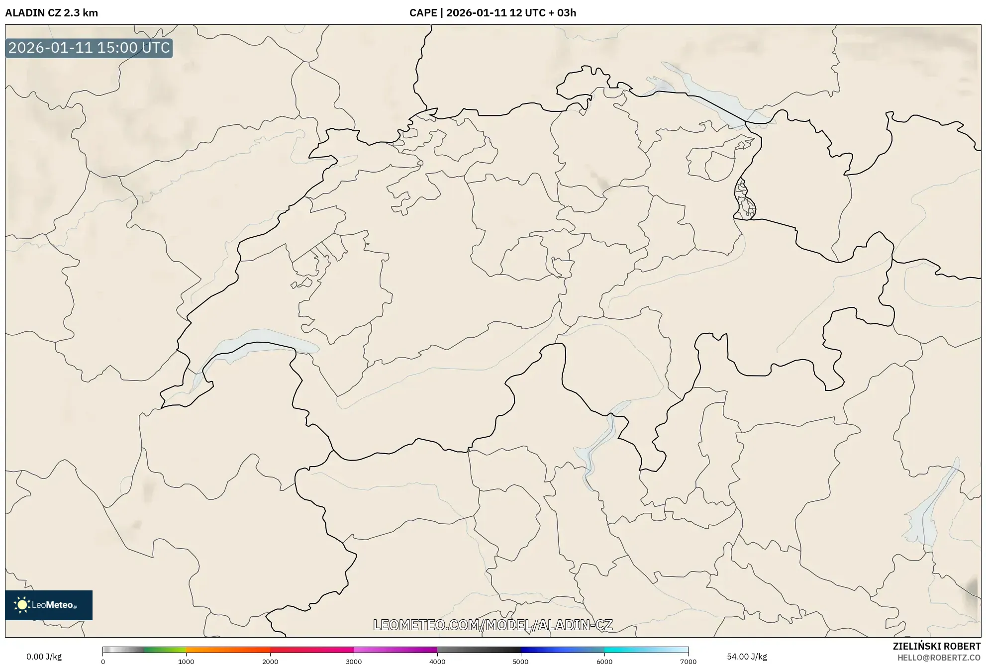 ALADIN CZ 2.3 km model - İsviçre, CAPE