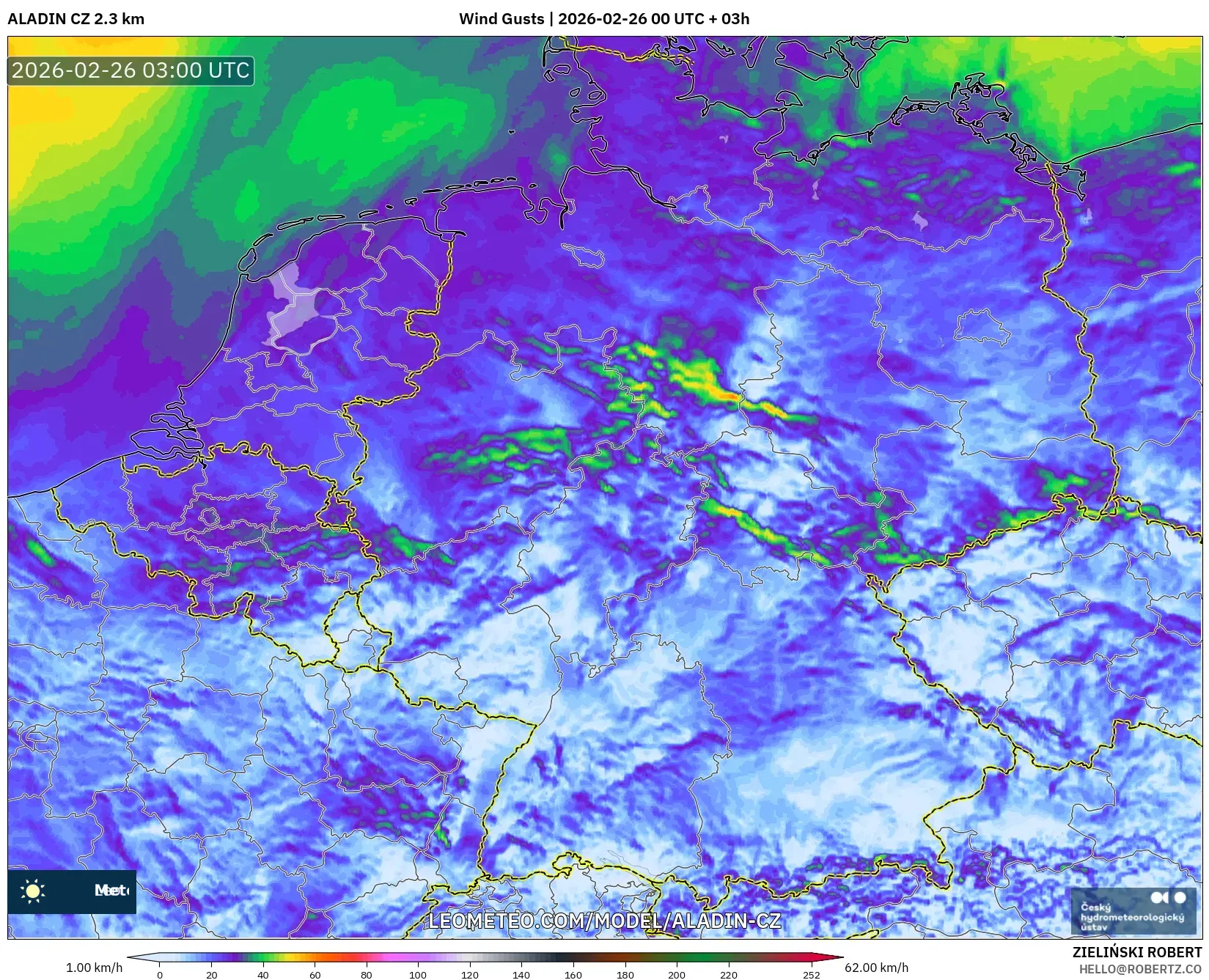 ALADIN CZ 2.3 km model - Almanya, Rüzgâr Esintileri