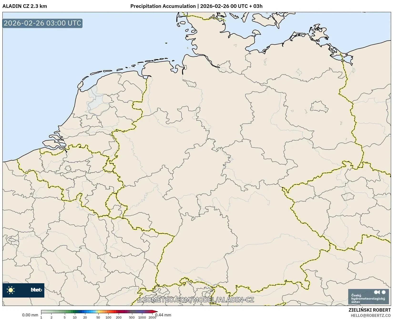 ALADIN CZ 2.3 km model - Almanya, Yağış Birikimi