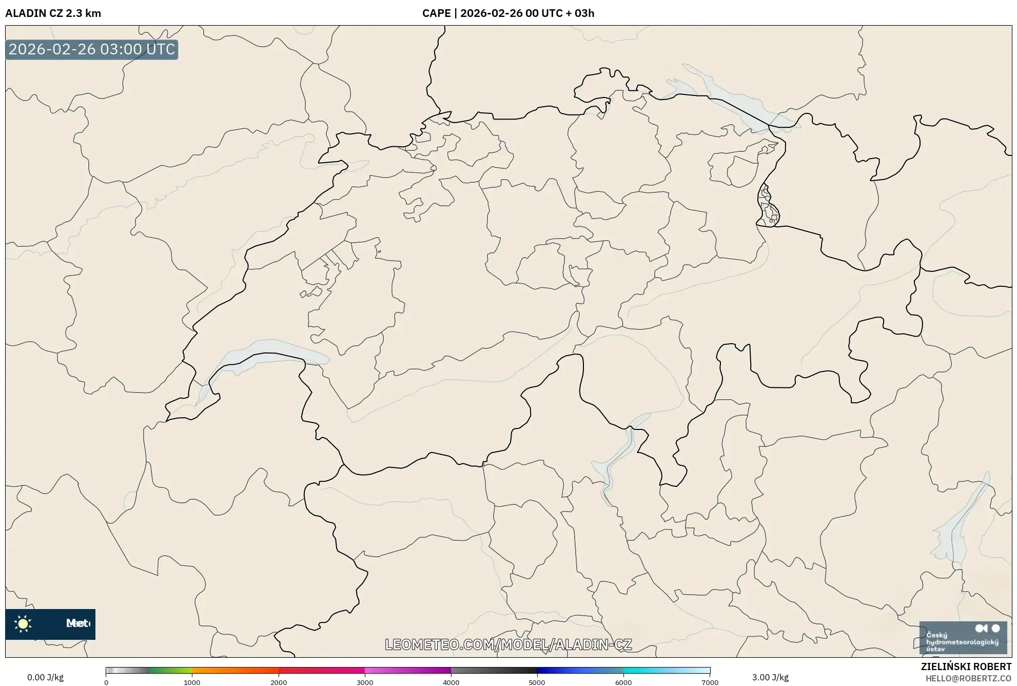 ALADIN CZ 2.3 km model - İsviçre, CAPE