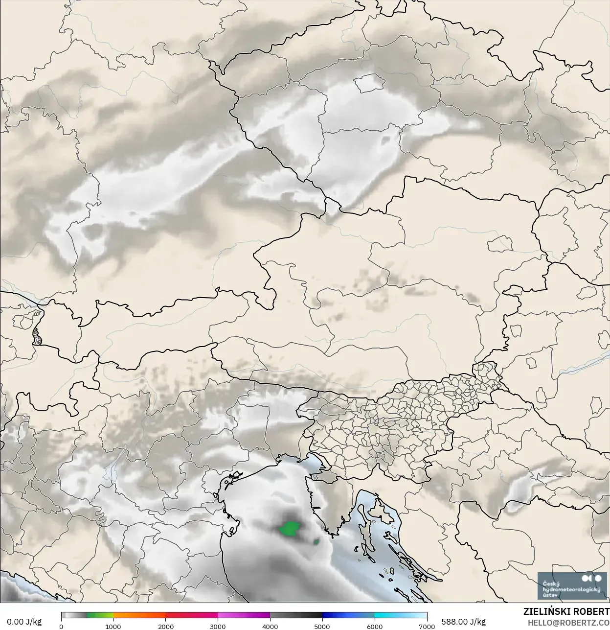 ALADIN CZ 2.3 km model - Avusturya, CAPE