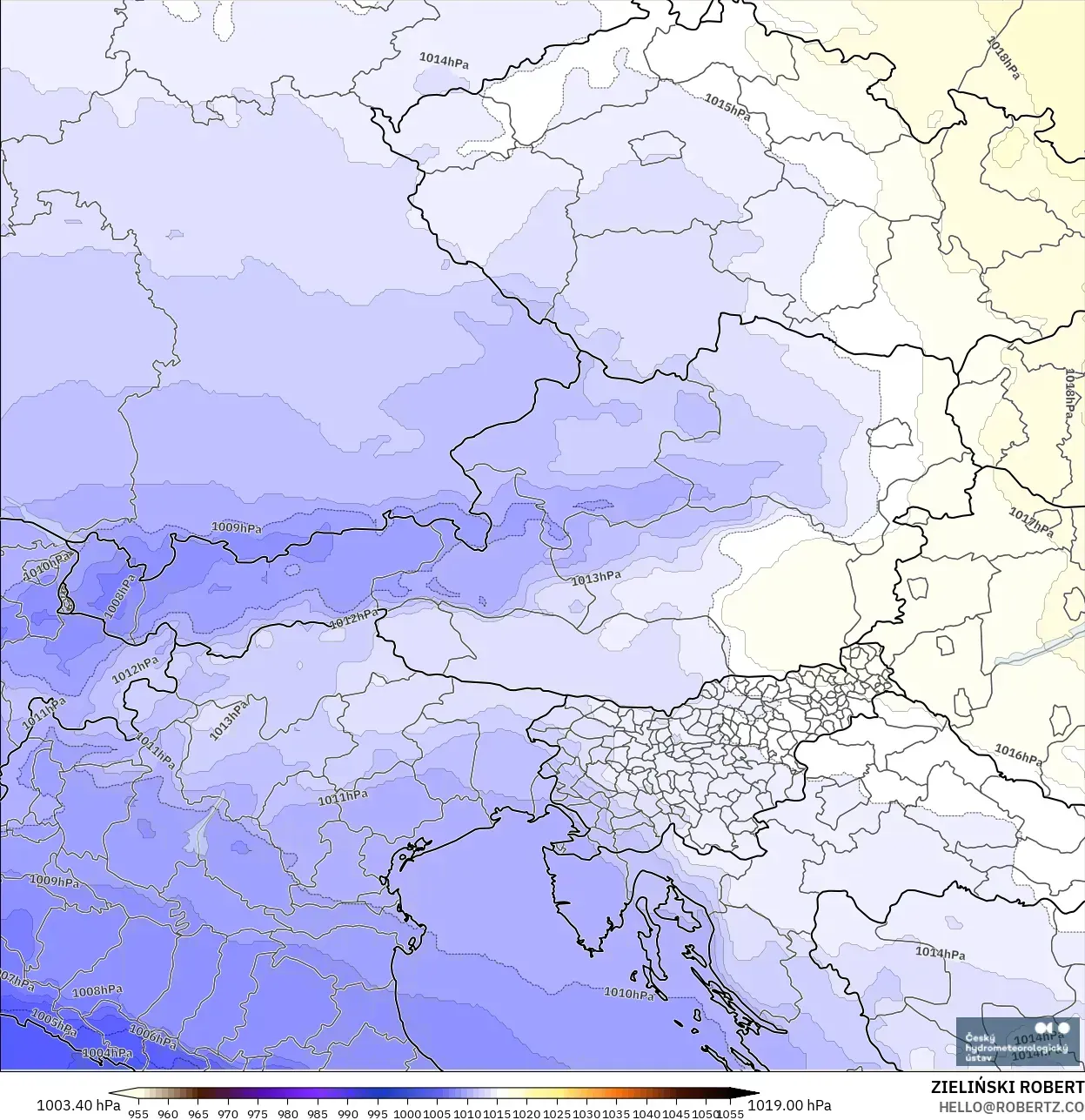 ALADIN CZ 2.3 km model - Avusturya, Basınç