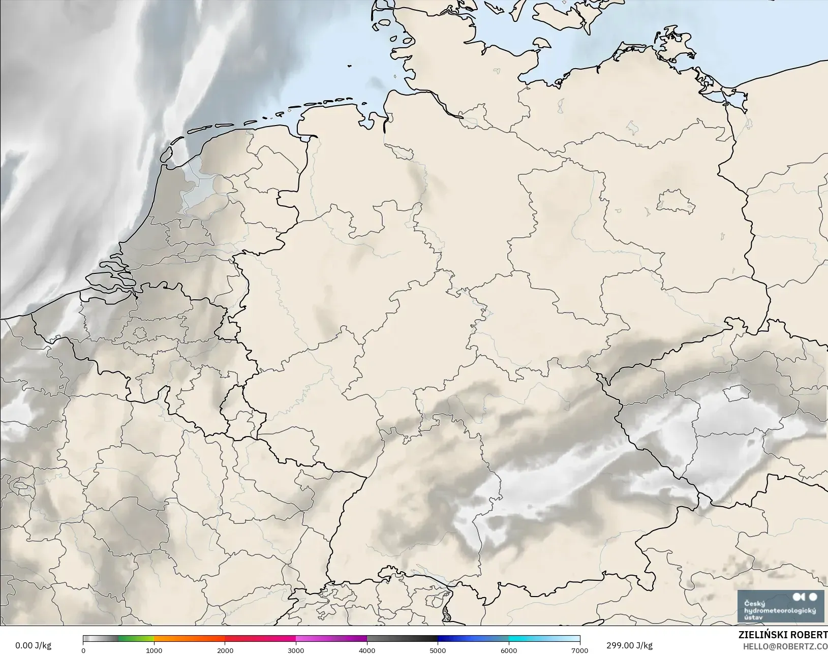 ALADIN CZ 2.3 km model - Almanya, CAPE