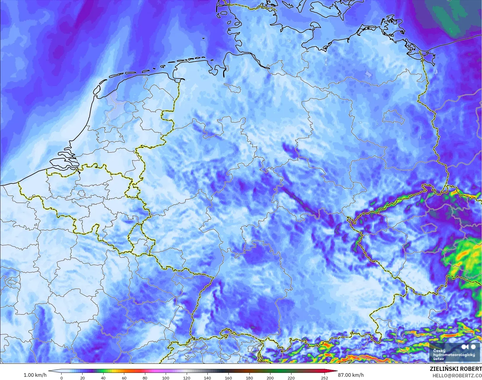 ALADIN CZ 2.3 km model - Almanya, Rüzgâr Esintileri