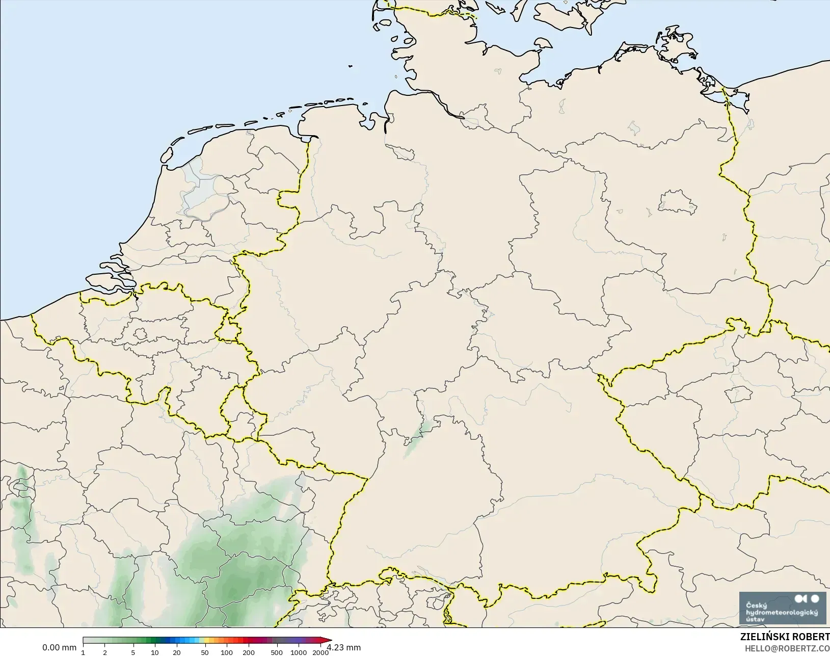 ALADIN CZ 2.3 km model - Almanya, Yağış Birikimi