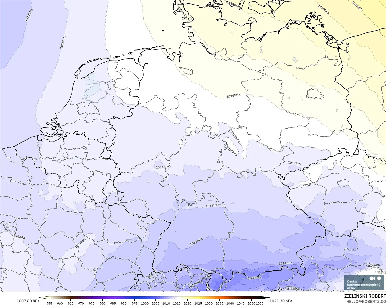 ALADIN CZ 2.3 km model - Almanya, Basınç