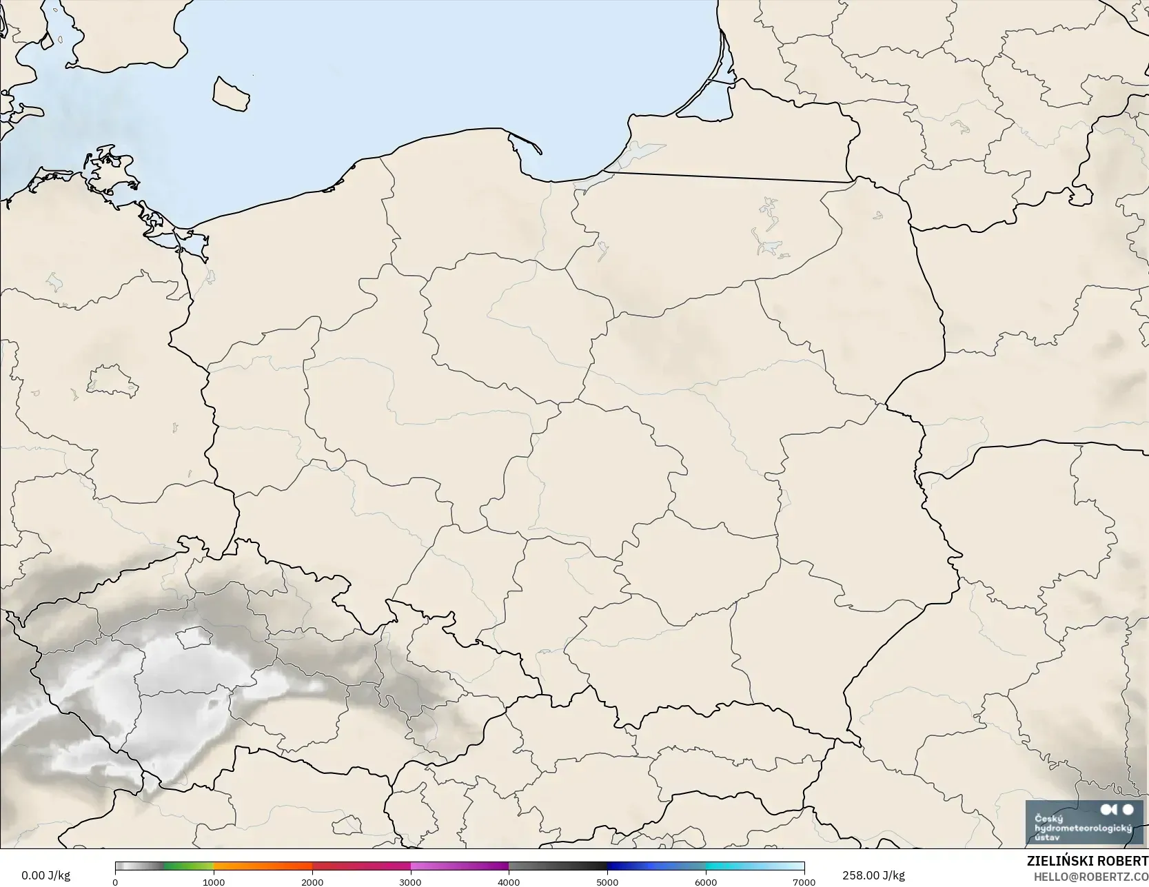 ALADIN CZ 2.3 km model - Polonya, CAPE