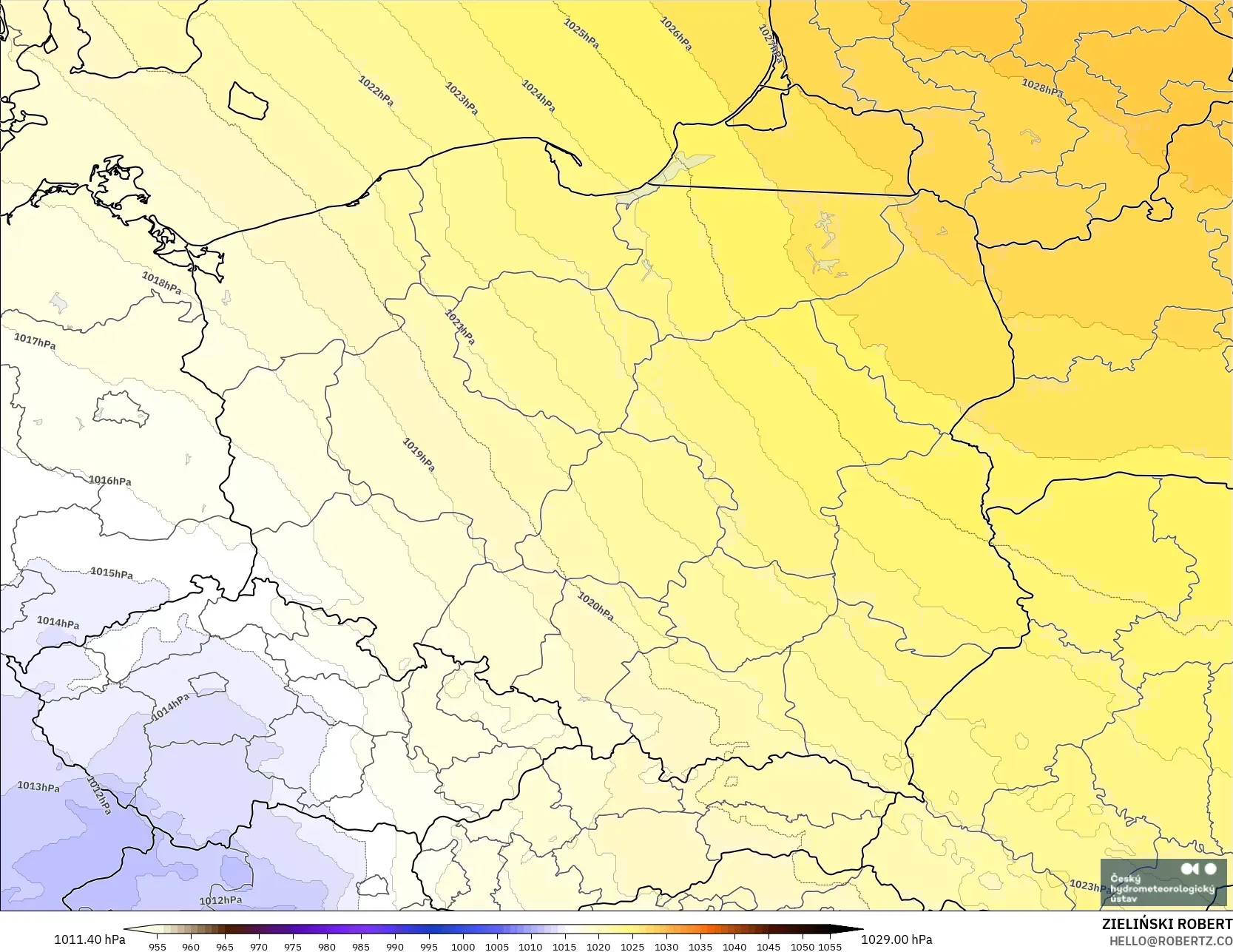 ALADIN CZ 2.3 km model - Polonya, Basınç