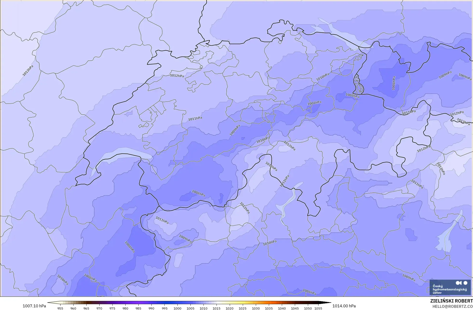 ALADIN CZ 2.3 km model - İsviçre, Basınç