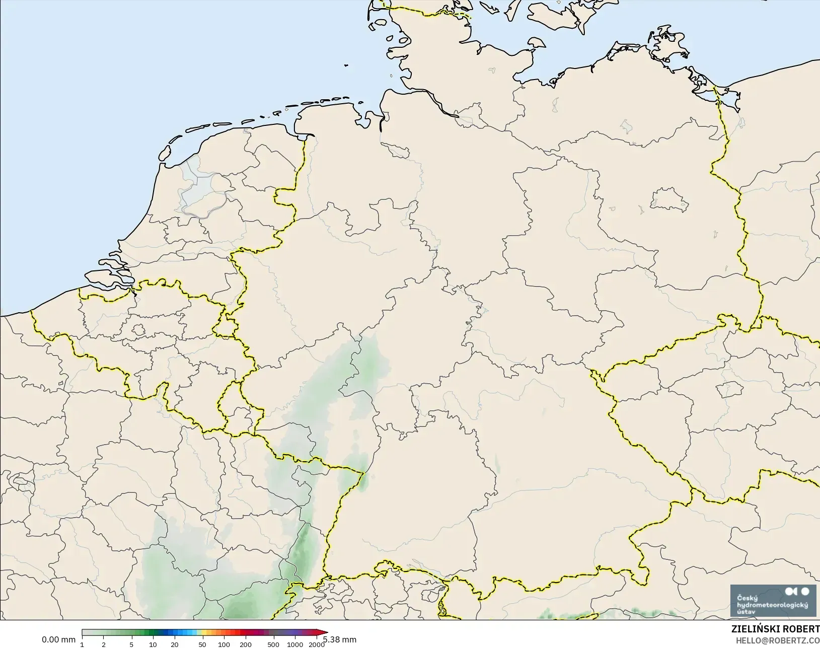 ALADIN CZ 2.3 km model - Almanya, Yağış Birikimi