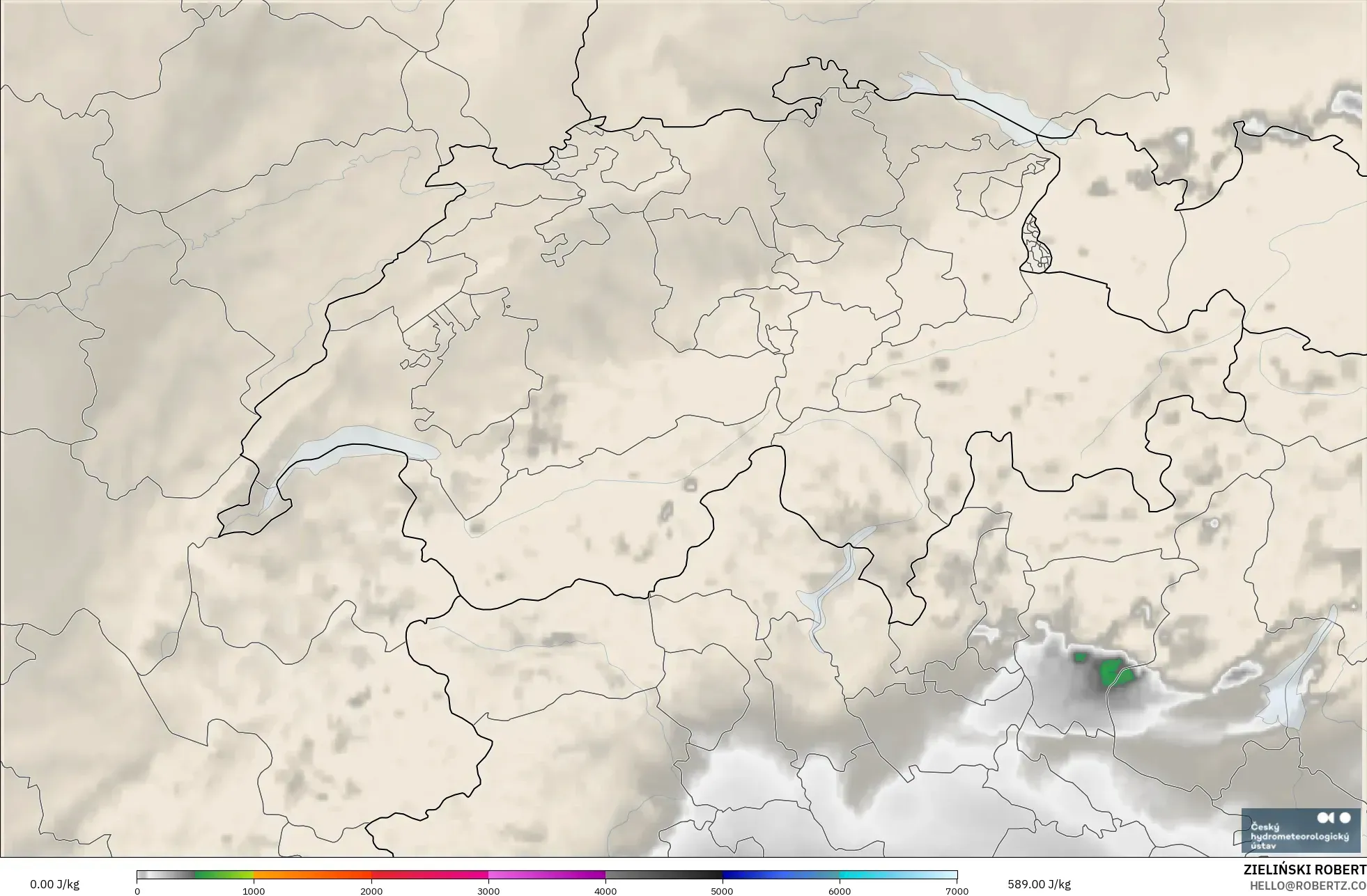 ALADIN CZ 2.3 km model - İsviçre, CAPE