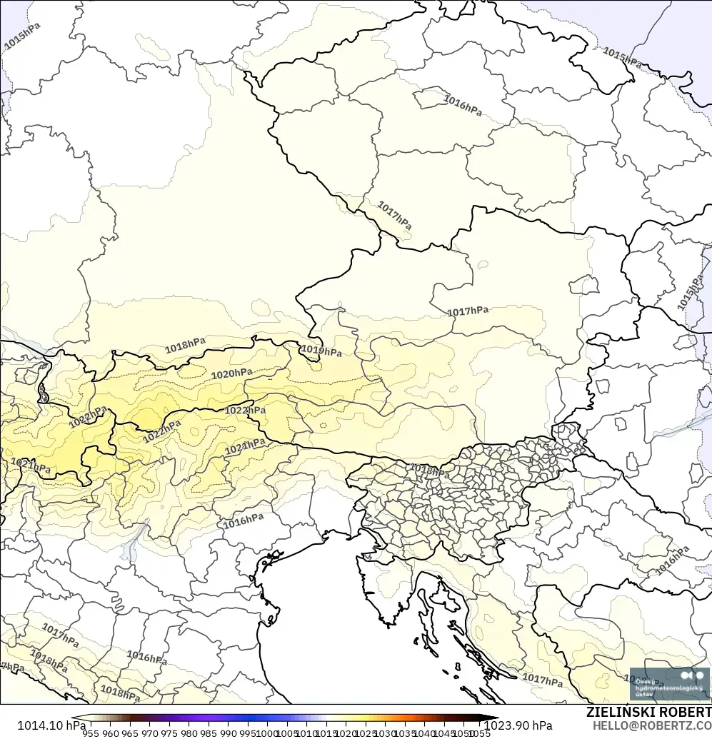 ALADIN CZ 2.3 km model - Avusturya, Basınç