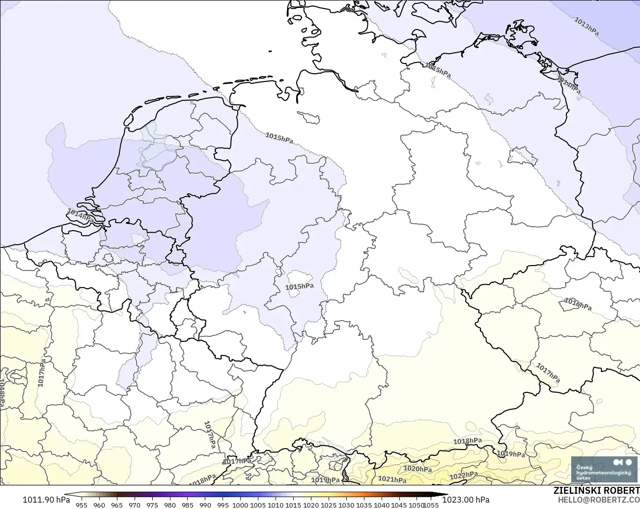 ALADIN CZ 2.3 km model - Almanya, Basınç