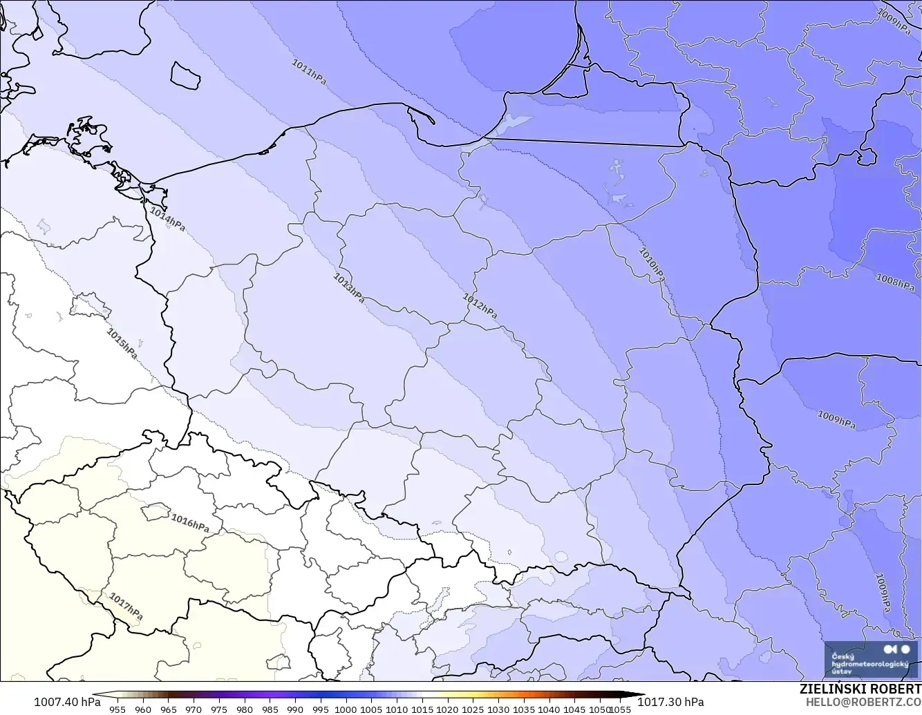 ALADIN CZ 2.3 km model - Polonya, Basınç