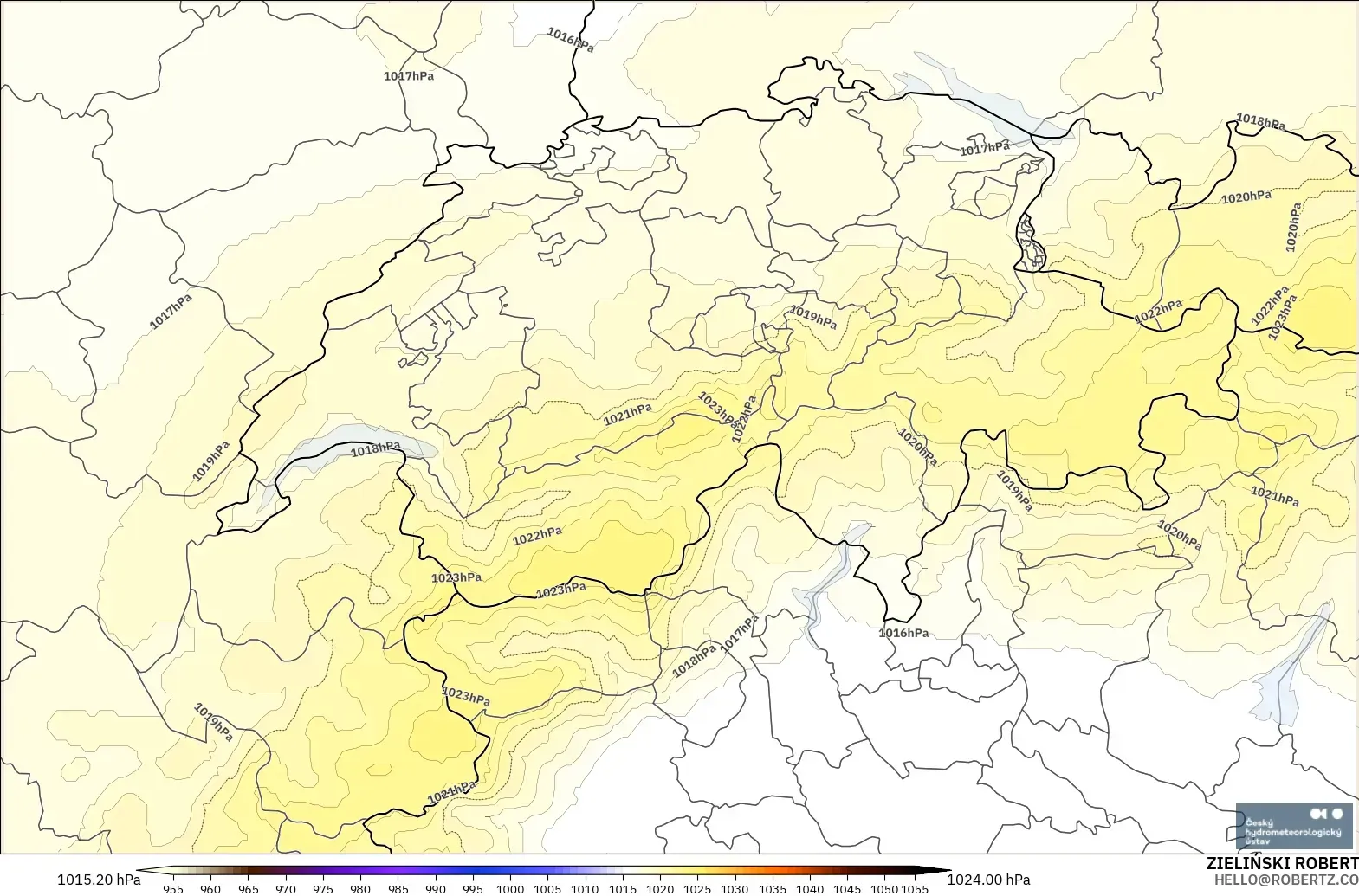 ALADIN CZ 2.3 km model - İsviçre, Basınç