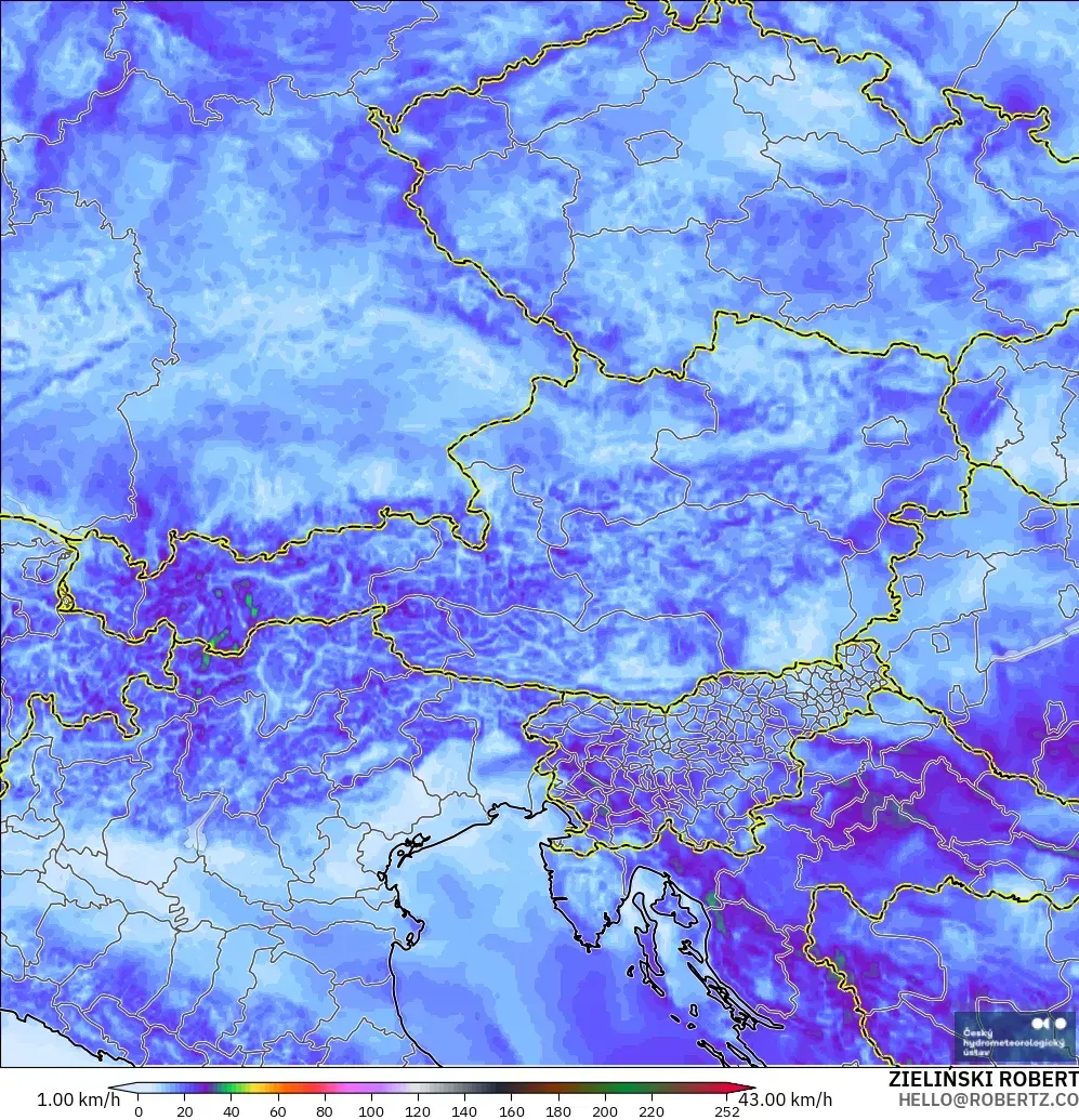 ALADIN CZ 2.3 km model - Avusturya, Rüzgâr Esintileri