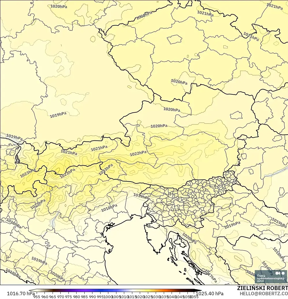 ALADIN CZ 2.3 km model - Avusturya, Basınç