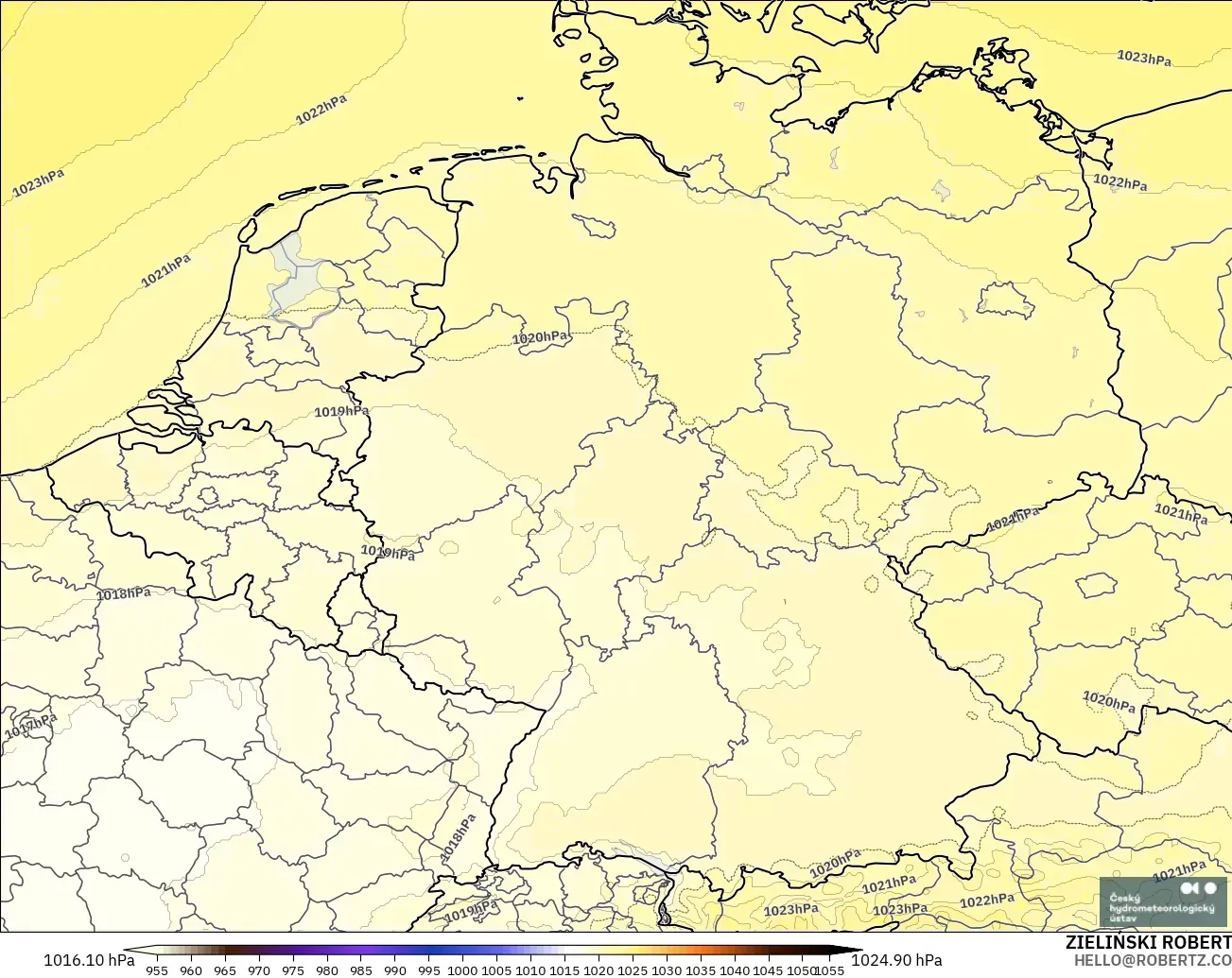 ALADIN CZ 2.3 km model - Almanya, Basınç