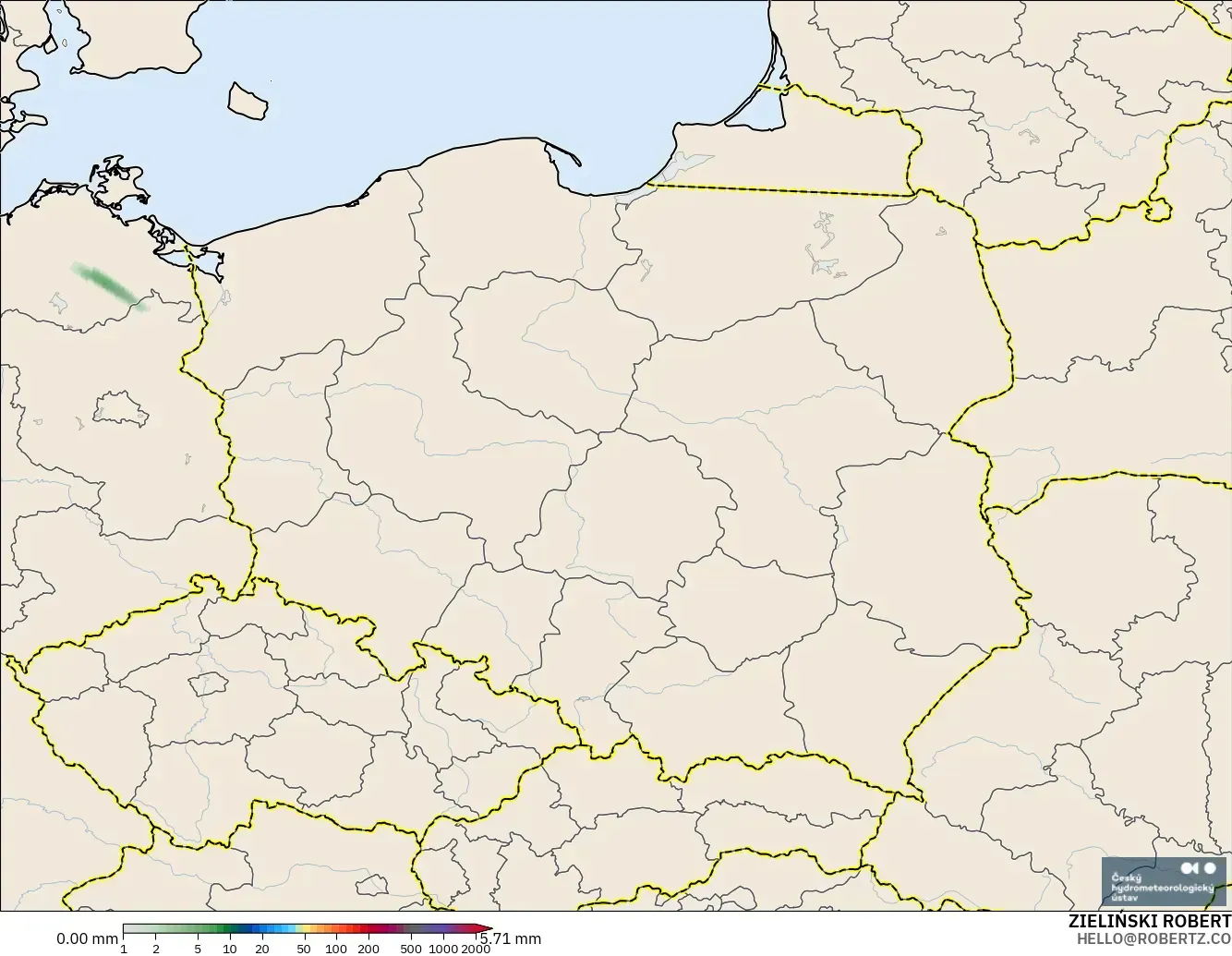 ALADIN CZ 2.3 km model - Polonya, Yağış Birikimi