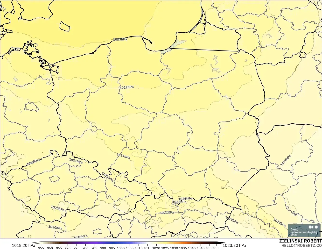 ALADIN CZ 2.3 km model - Polonya, Basınç