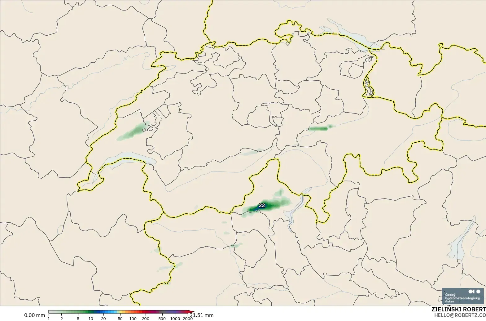 ALADIN CZ 2.3 km model - İsviçre, Yağış Birikimi