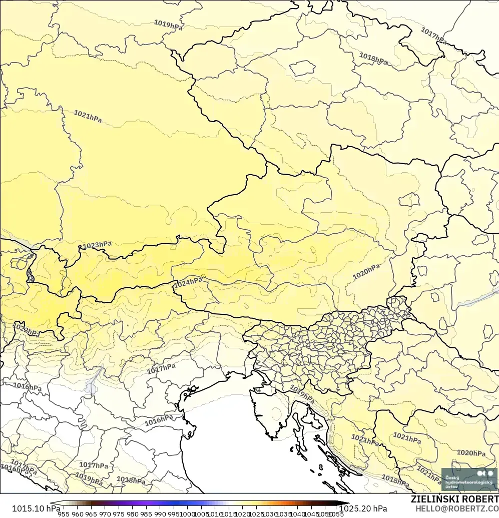 ALADIN CZ 2.3 km model - Avusturya, Basınç