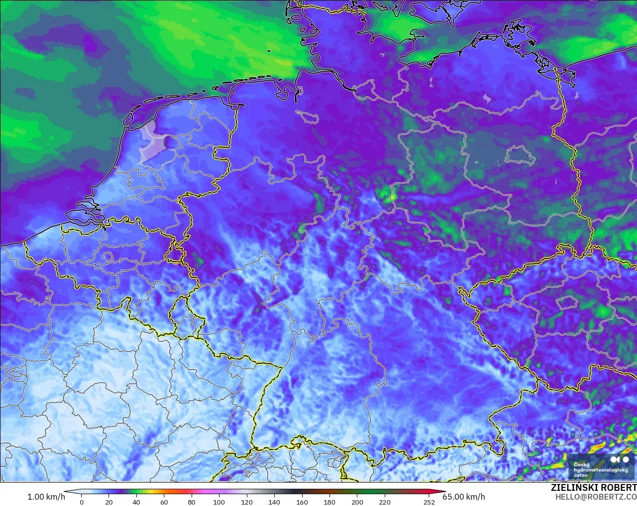 ALADIN CZ 2.3 km model - Almanya, Rüzgâr Esintileri