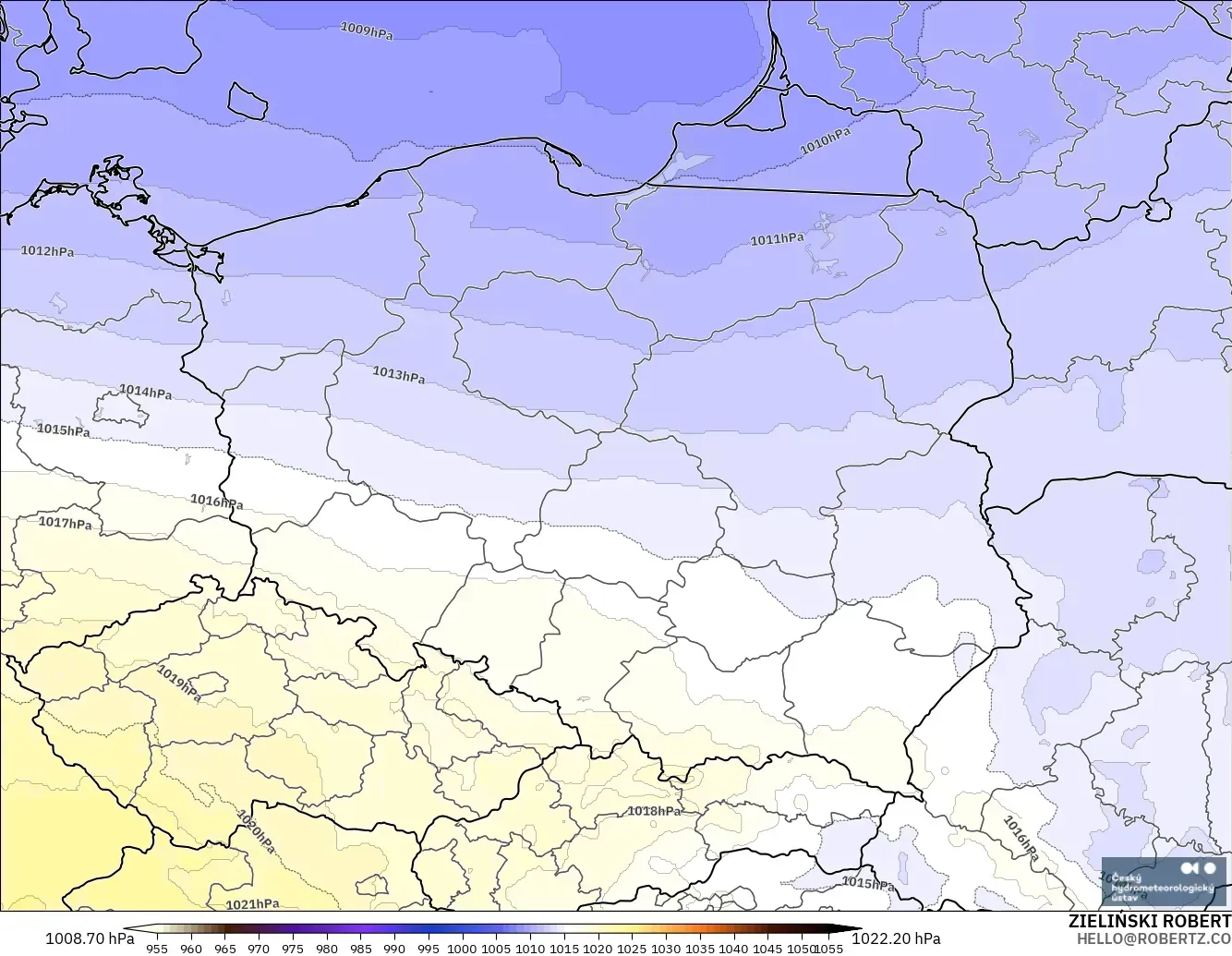 ALADIN CZ 2.3 km model - Polonya, Basınç