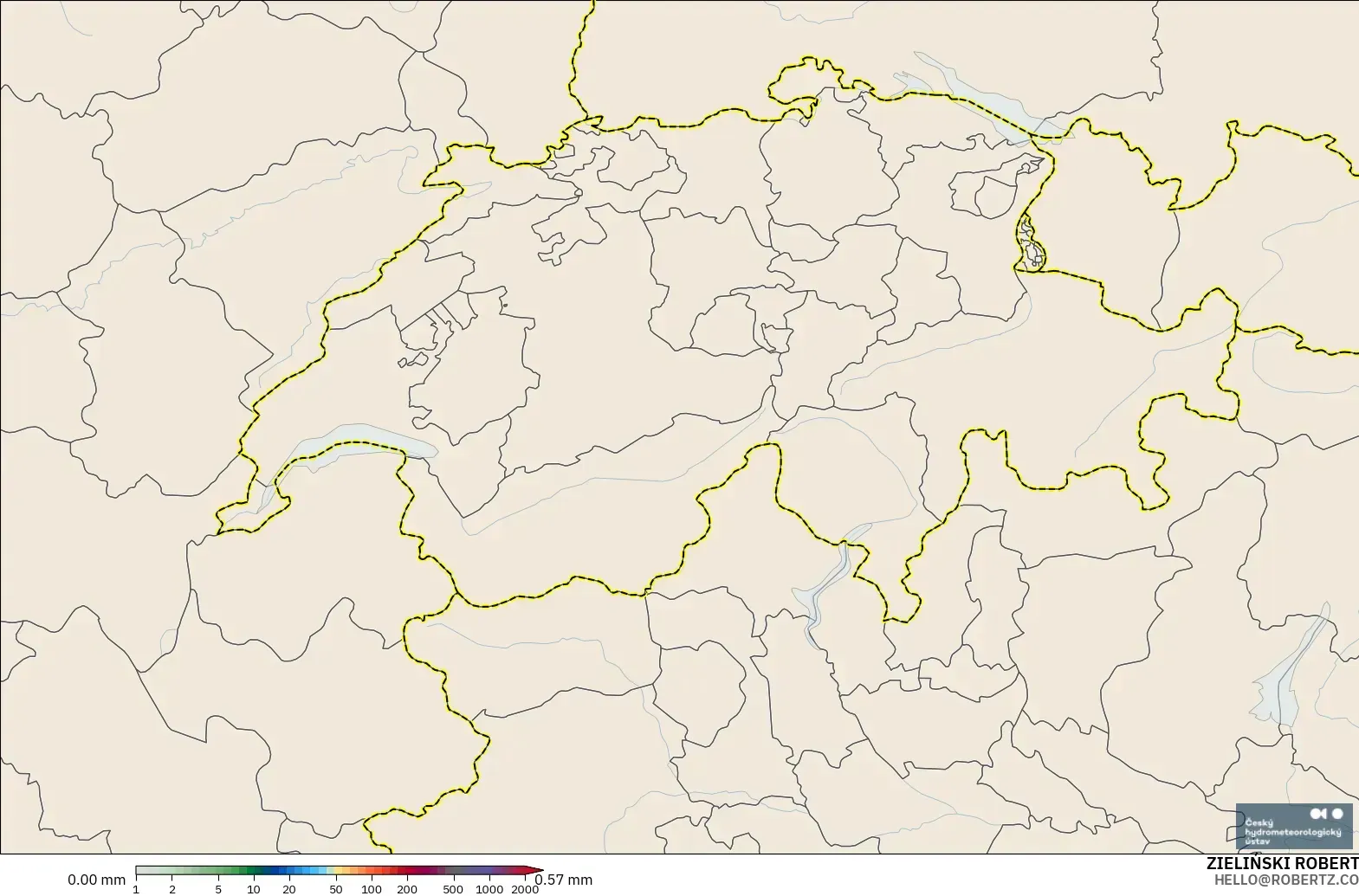 ALADIN CZ 2.3 km model - İsviçre, Yağış Birikimi