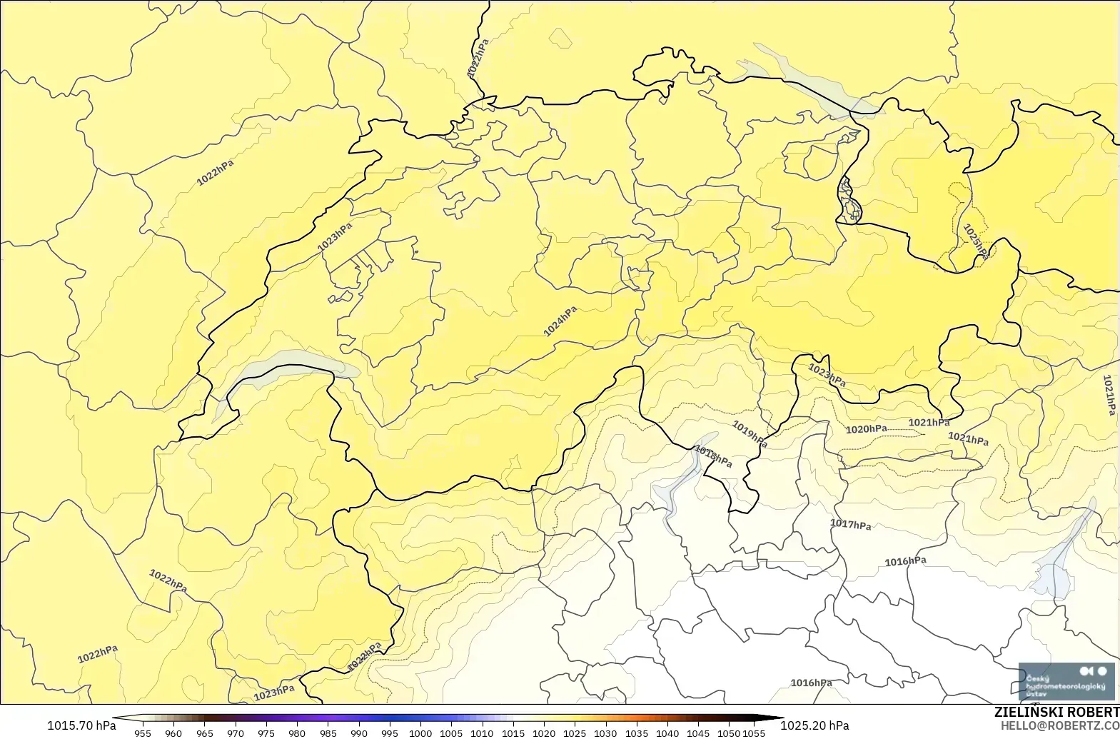 ALADIN CZ 2.3 km model - İsviçre, Basınç
