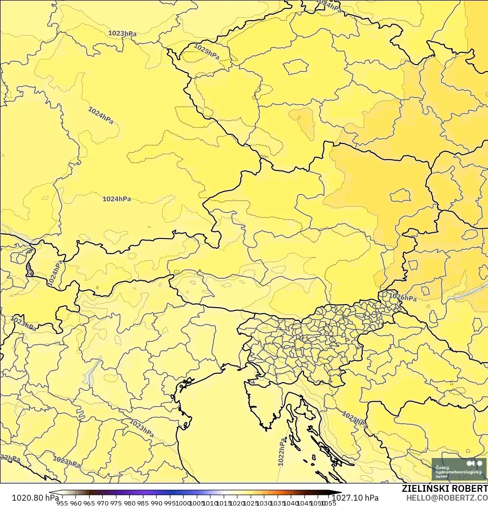 ALADIN CZ 2.3 km model - Avusturya, Basınç