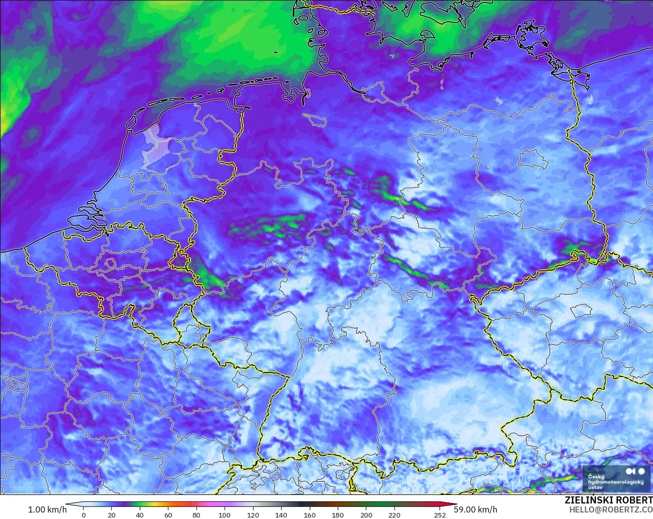 ALADIN CZ 2.3 km model - Almanya, Rüzgâr Esintileri