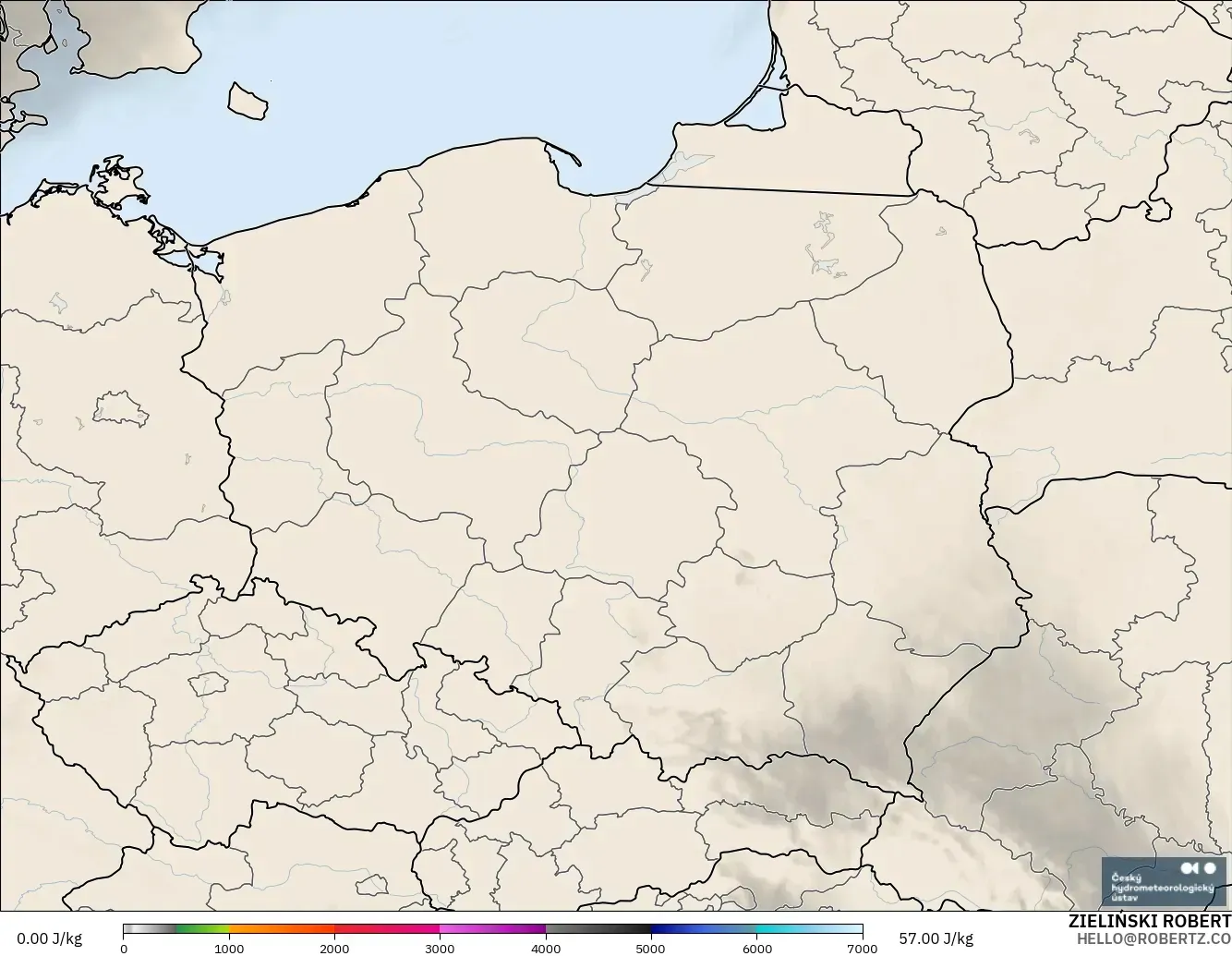 ALADIN CZ 2.3 km model - Polonya, CAPE