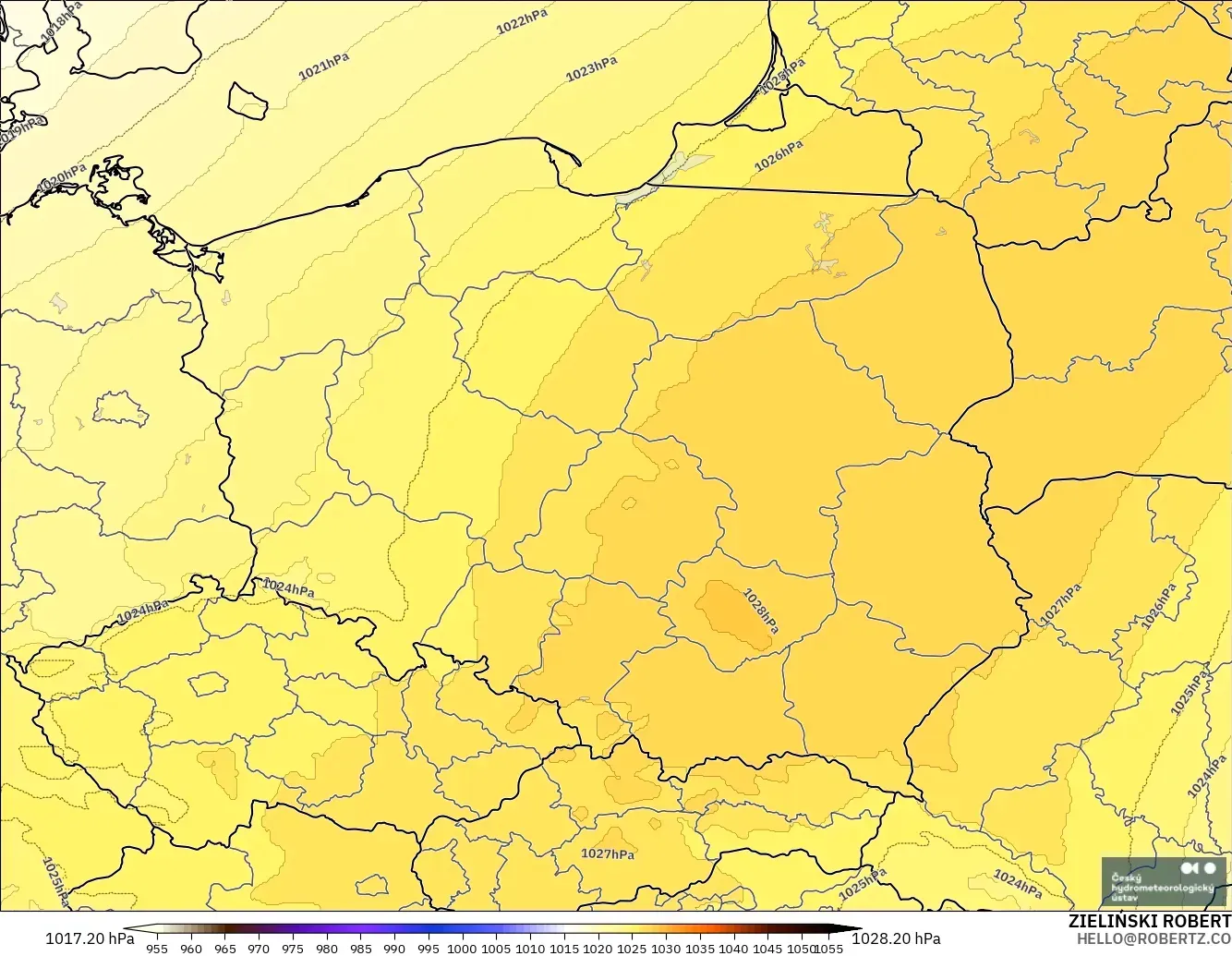 ALADIN CZ 2.3 km model - Polonya, Basınç