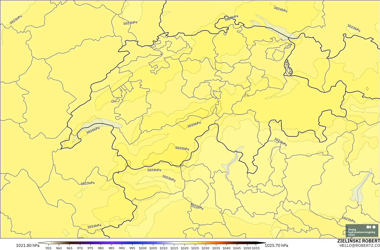 ALADIN CZ 2.3 km model - İsviçre, Basınç