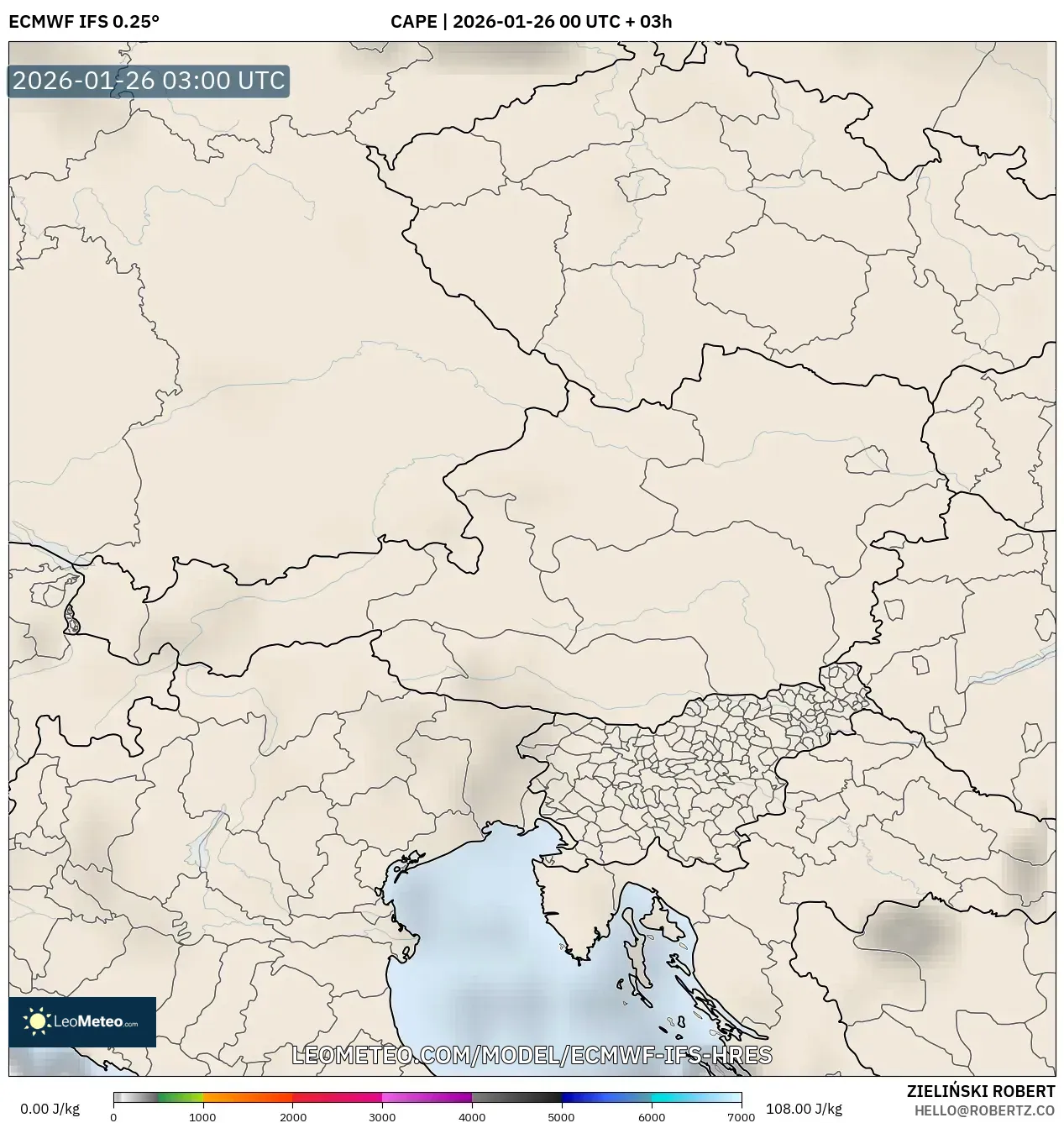 ECMWF IFS 0.25° model - Avusturya, CAPE