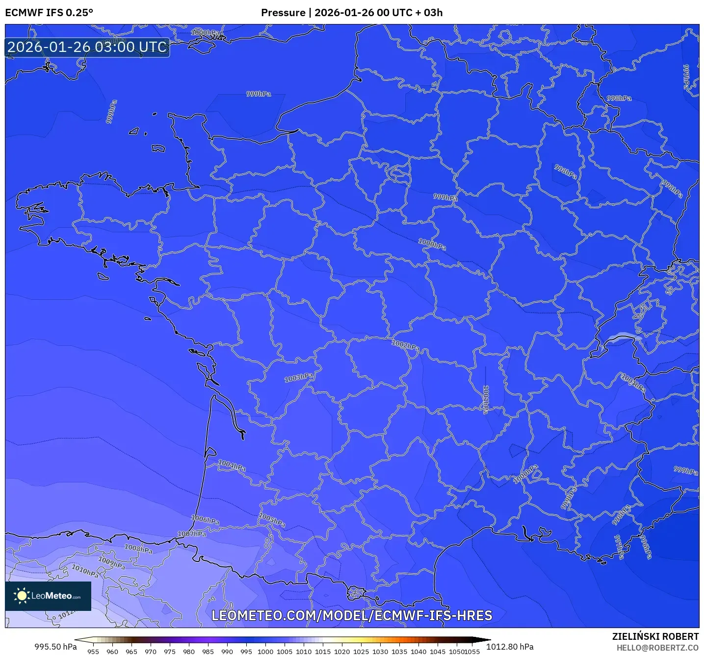 ECMWF IFS 0.25° model - Fransa, Basınç