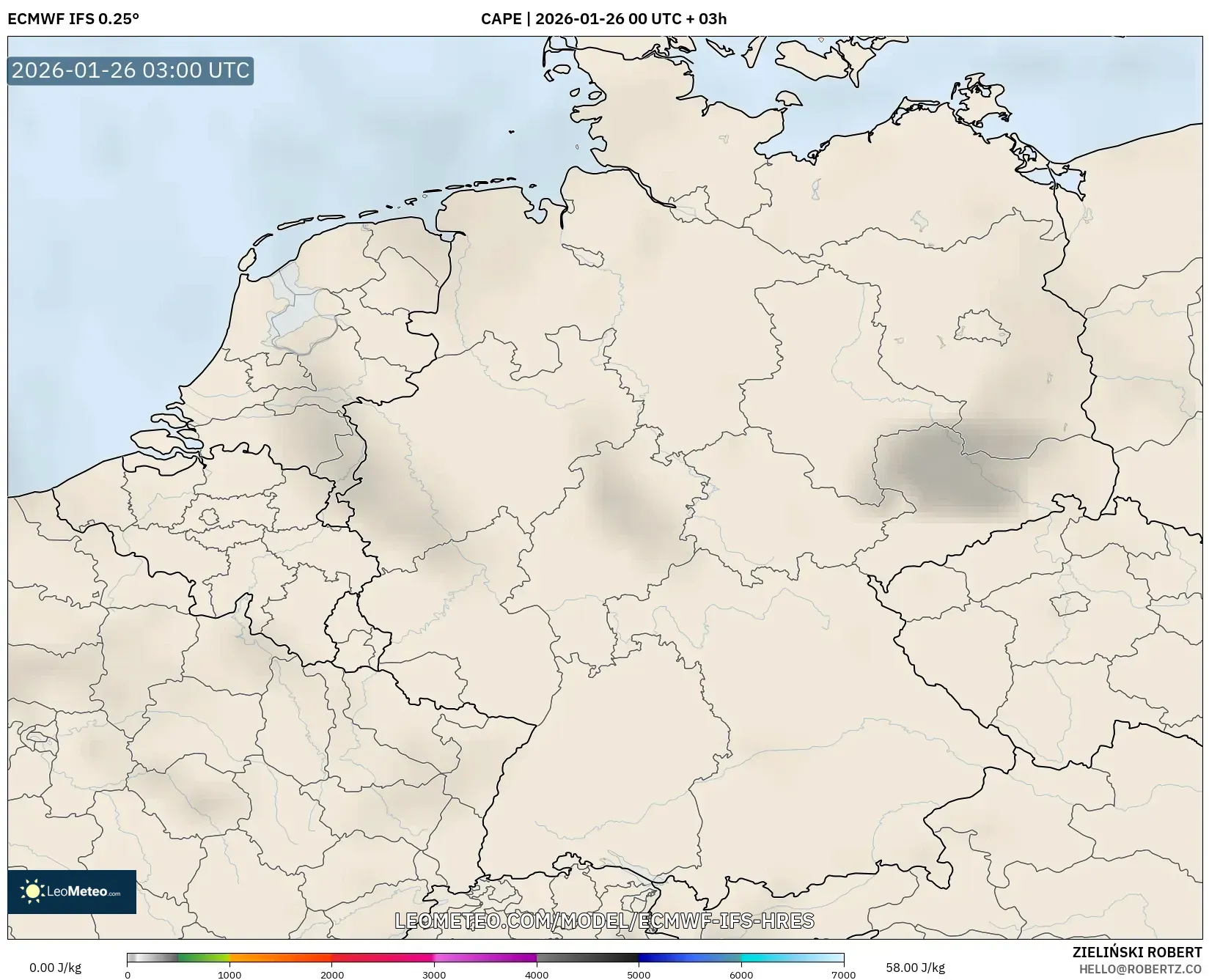 ECMWF IFS 0.25° model - Almanya, CAPE