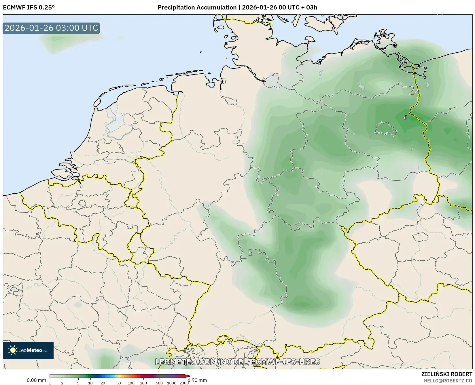 ECMWF IFS 0.25° model - Almanya, Yağış Birikimi