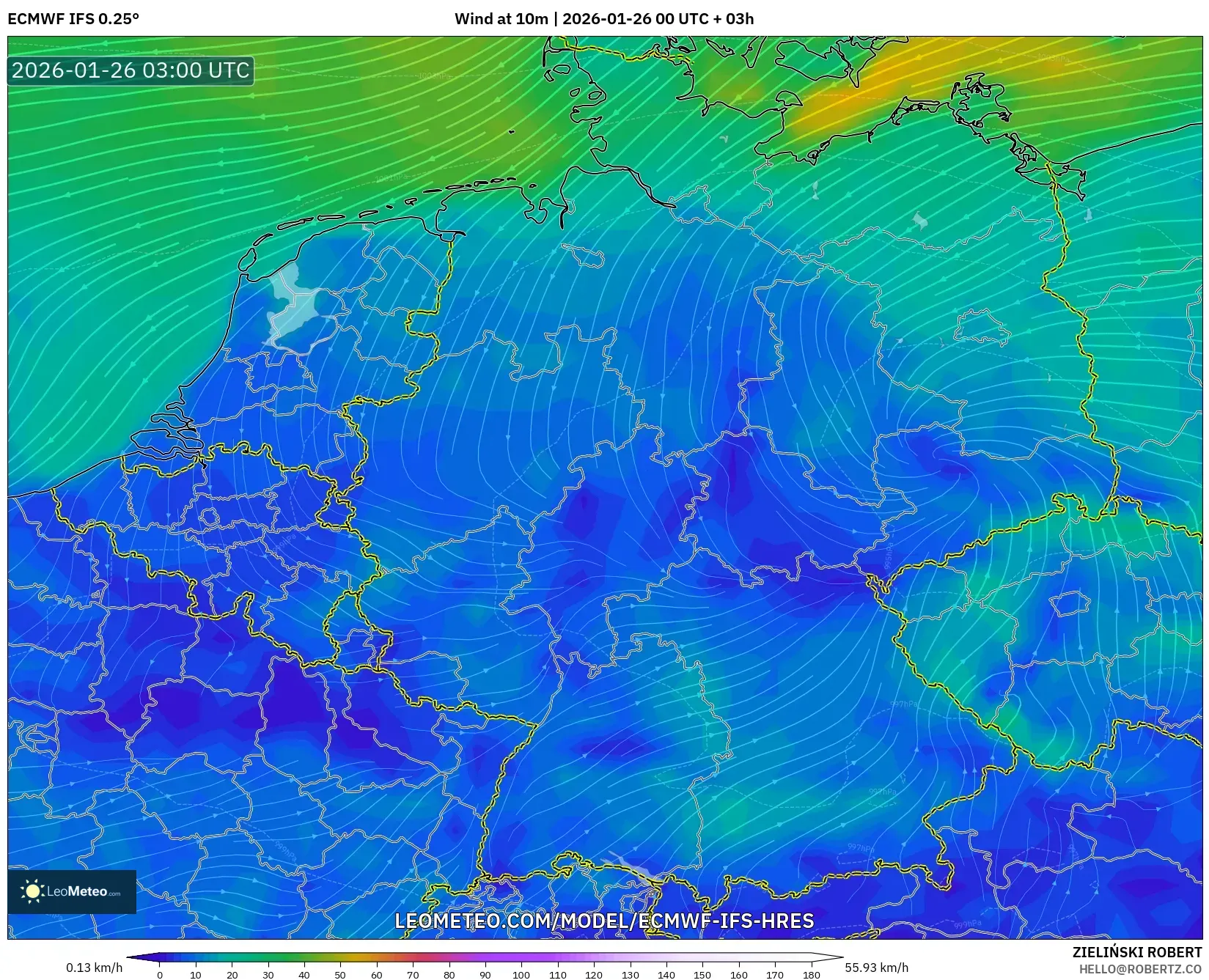 ECMWF IFS 0.25° model - Almanya, 10 m Rüzgâr