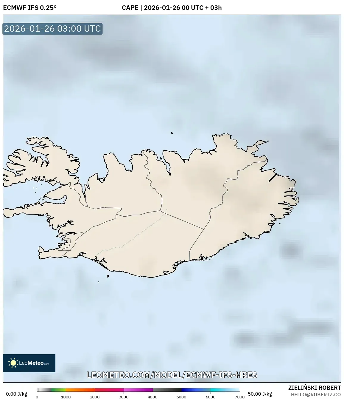ECMWF IFS 0.25° model - İzlanda, CAPE
