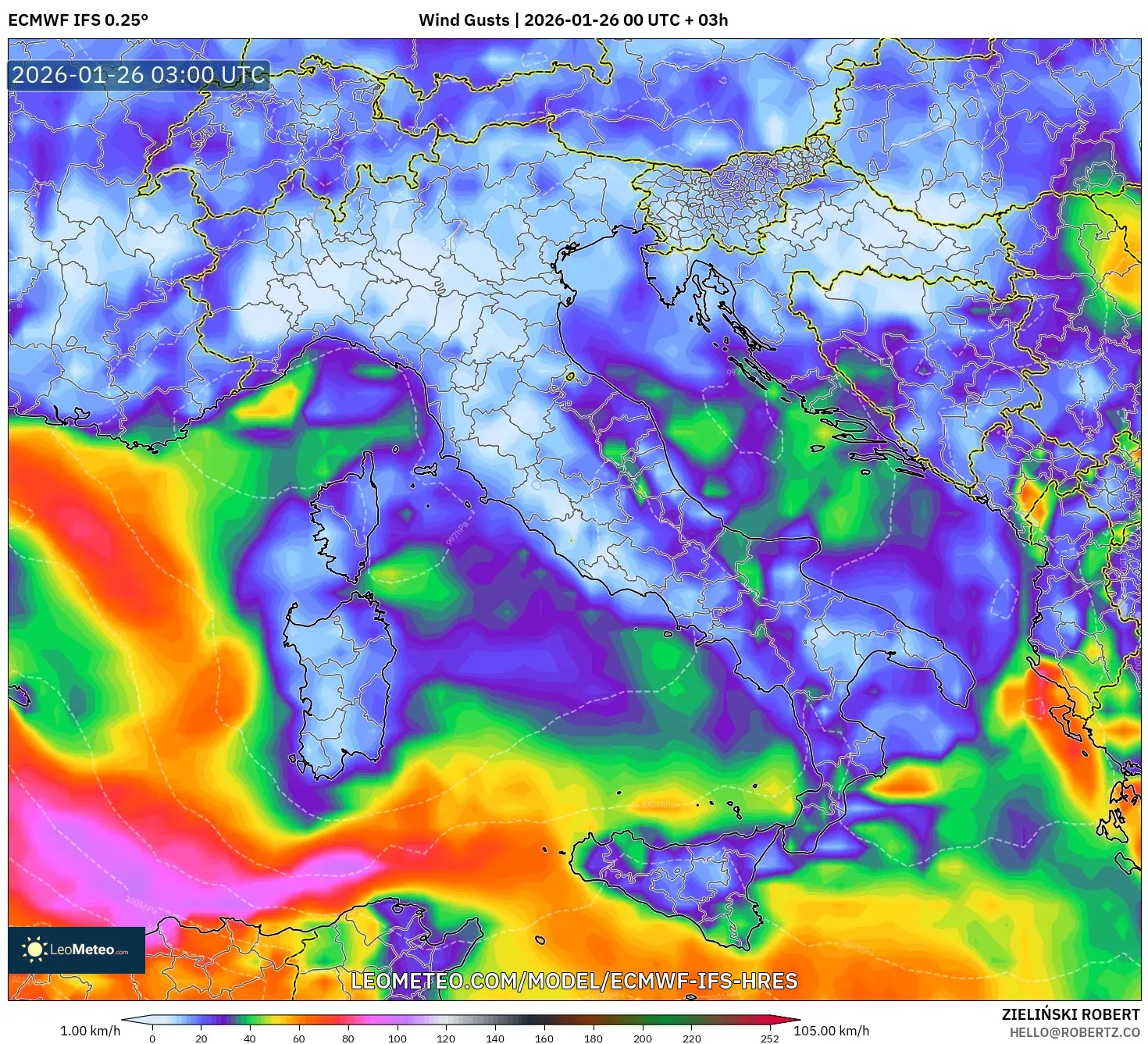 ECMWF IFS 0.25° model - İtalya, Rüzgâr Esintileri