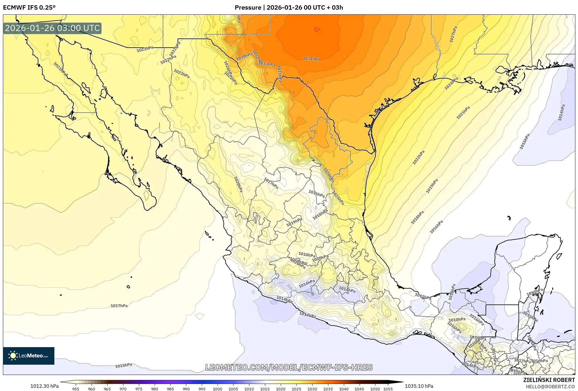 ECMWF IFS 0.25° model - Meksika, Basınç