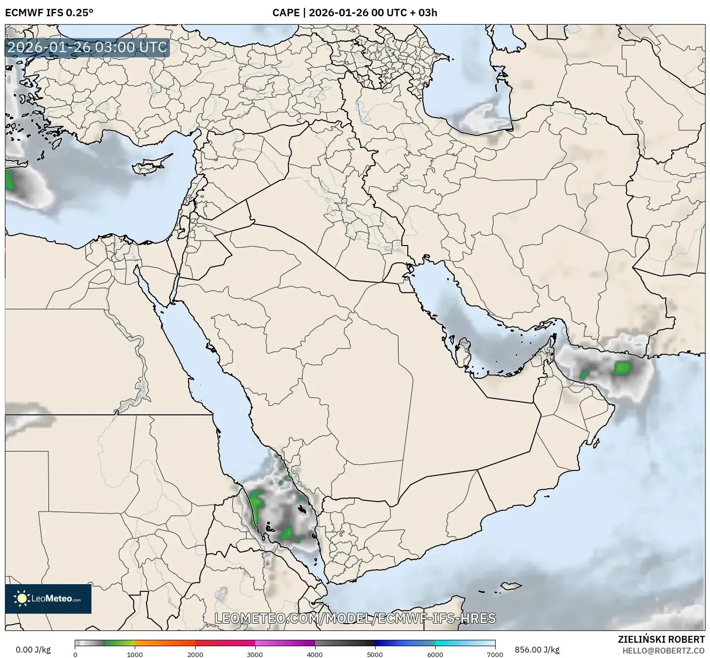 ECMWF IFS 0.25° model - Orta Doğu, CAPE