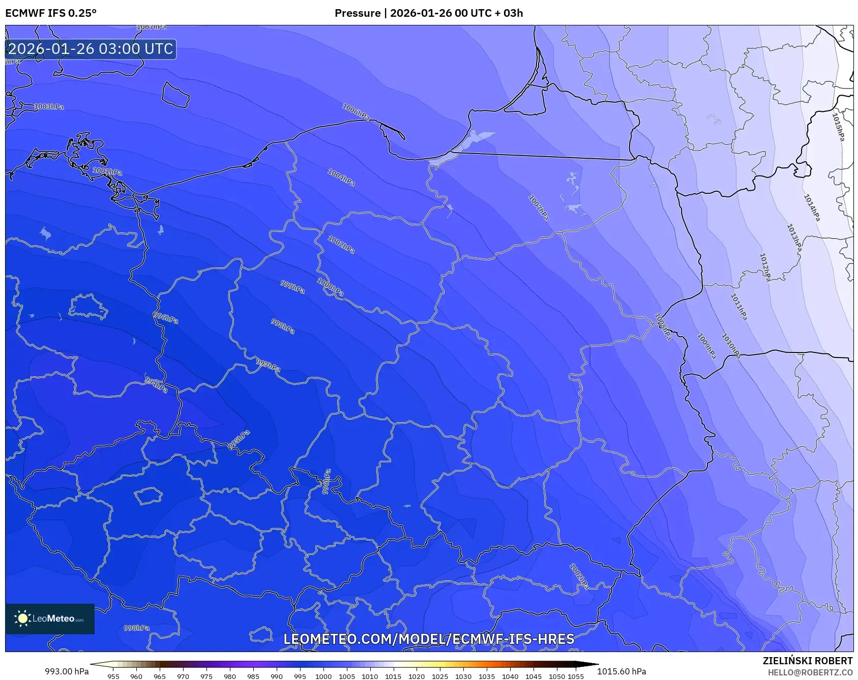 ECMWF IFS 0.25° model - Polonya, Basınç