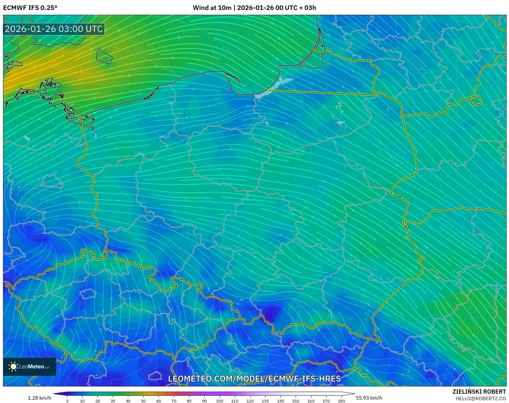 ECMWF IFS 0.25° model - Polonya, 10 m Rüzgâr