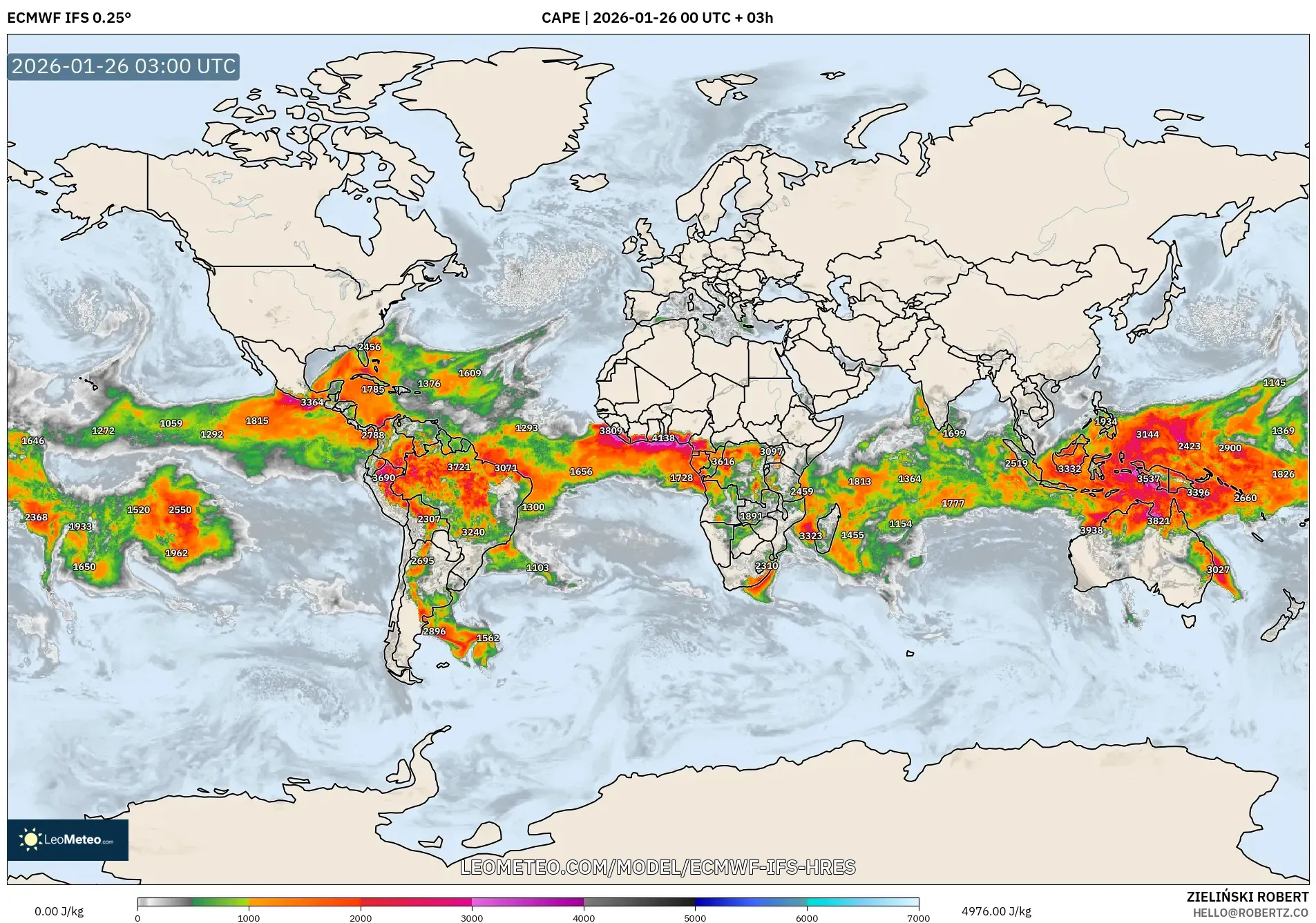 ECMWF IFS 0.25° model - Dünya, CAPE