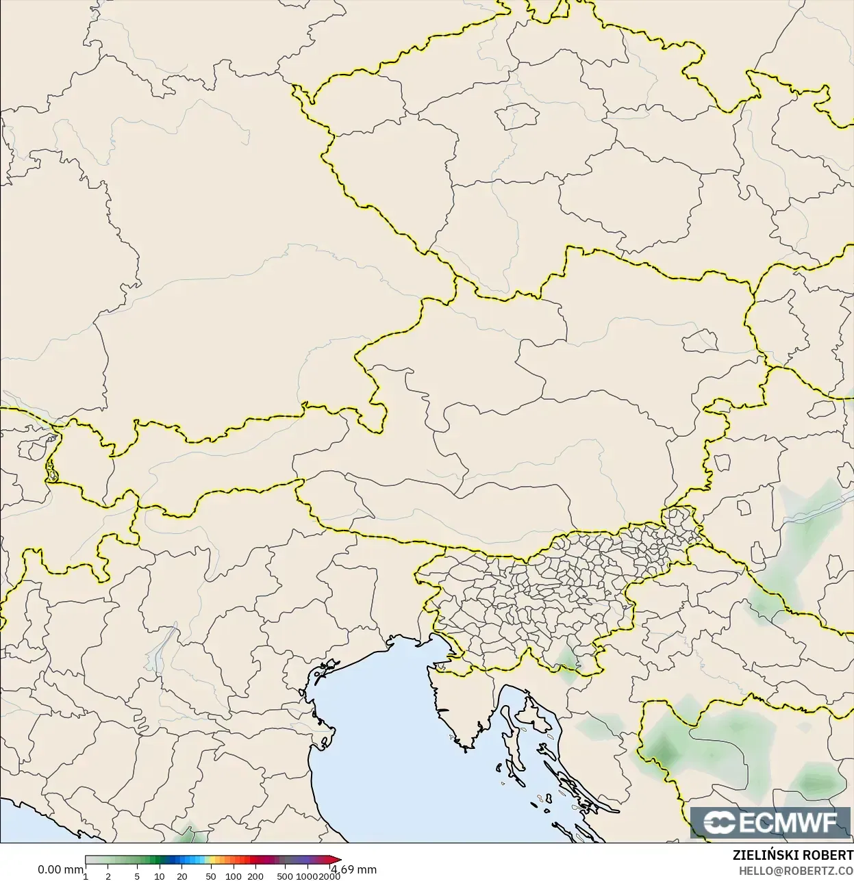 ECMWF IFS 0.25° model - Avusturya, Yağış Birikimi