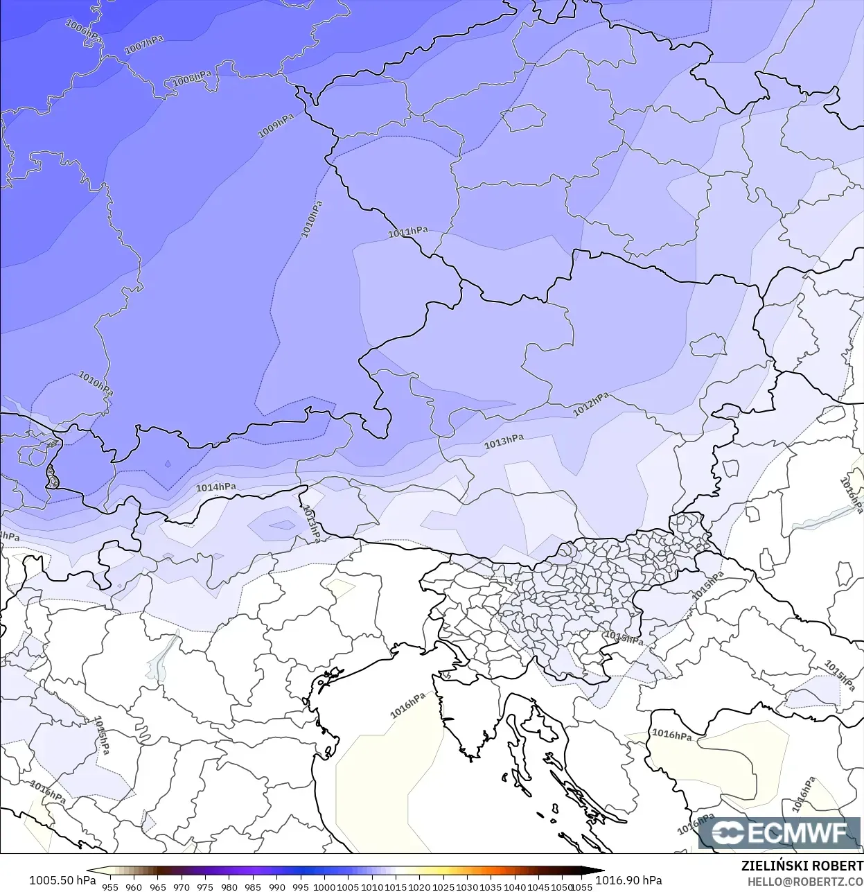 ECMWF IFS 0.25° model - Avusturya, Basınç